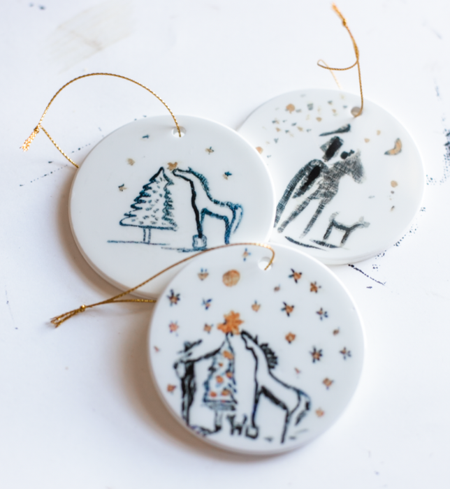 Bettina Norton Artwork - Ceramic Horse Ornaments - Equestrian Christmas Decor HorsGrl