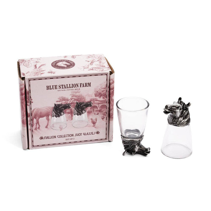 Stallion Collection Set of 2 Horse Shot Glasses in Giftbox