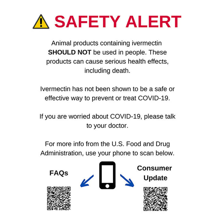 Safety alert about animal products containing ivermectin and their use in people, with contact information for the U.S.