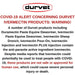 A text-based COVID-19 alert warning about Durvet ivermectin products, with the Durvet logo at the top and red and black text on a white background.