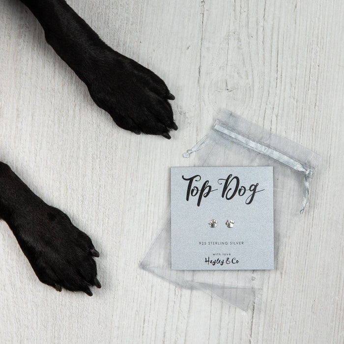 Hayley & Co - Top Dog Silver Paw Print Earrings