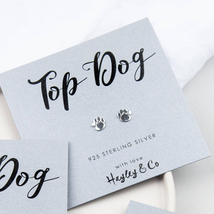 Hayley & Co - Top Dog Silver Paw Print Earrings