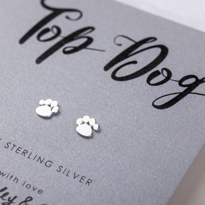 Hayley & Co - Top Dog Silver Paw Print Earrings