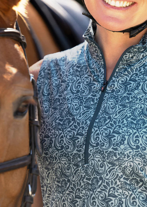 Kerrits Play It Coolcore® Sleeveless Printed Shirt- Jasper Posh Paisley