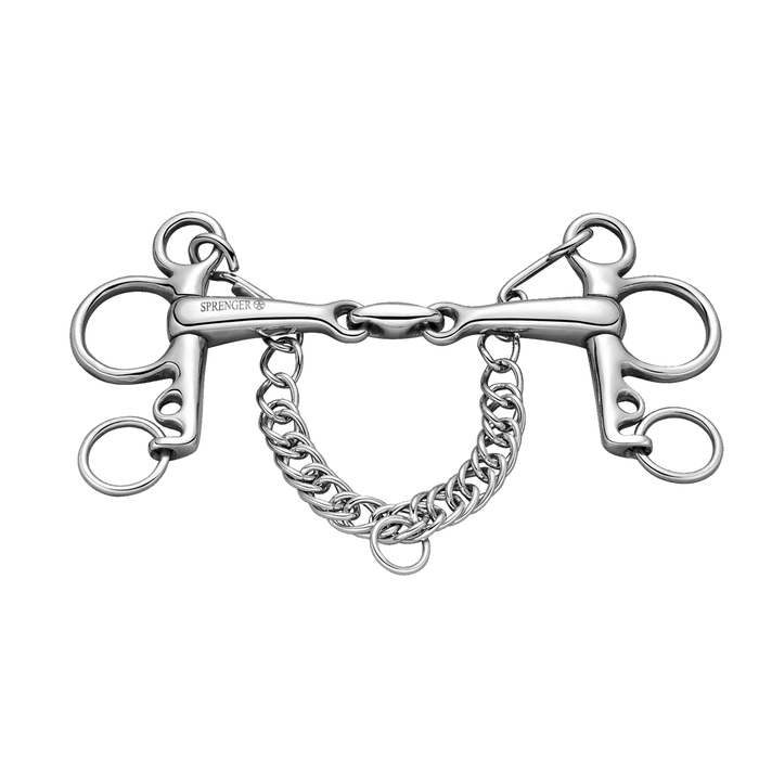 Stainless Steel Pelham Bit - Double Jointed with Short Shanks