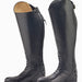Pair of black riding boots on a white background
