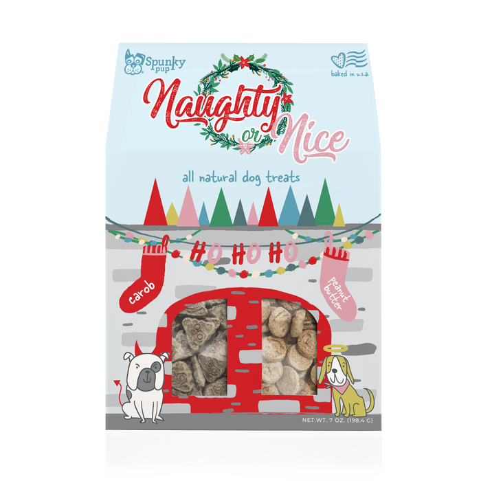 Spunky Pup - Naughty or Nice, Holiday Dog Treats, Peanut Butter & Carob