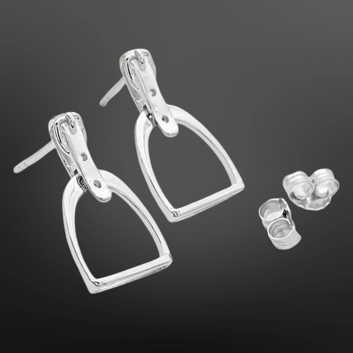 Westrian International - Sterling Silver English Equestrian Stirrup Leathers Earrings