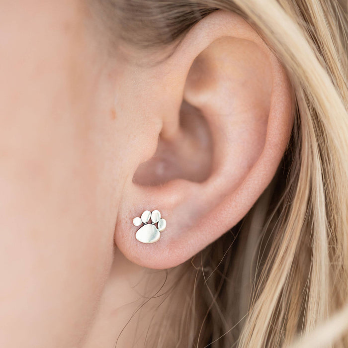 Hayley & Co - Top Dog Silver Paw Print Earrings
