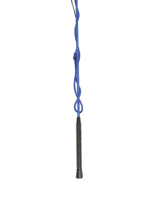 64" blue nylon lunge whip with a rubber handles on a white background.