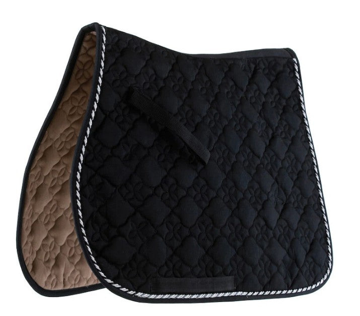 Roma Ecole Flower Diamond Quilt All Purpose Saddle Pad - Black