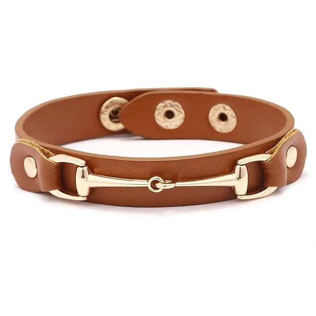 Faux Leather Snaffle Bracelet