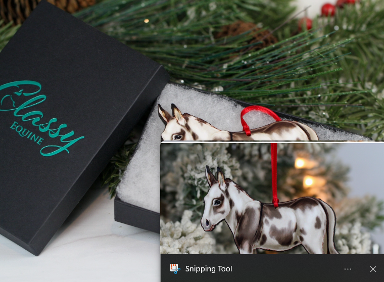 Spotted Gray and White Miniature Donkey Ornament Christmas