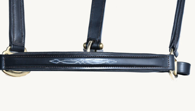 #3 Full Grain Hunter Style Leather Halter w/Top Stitched Design