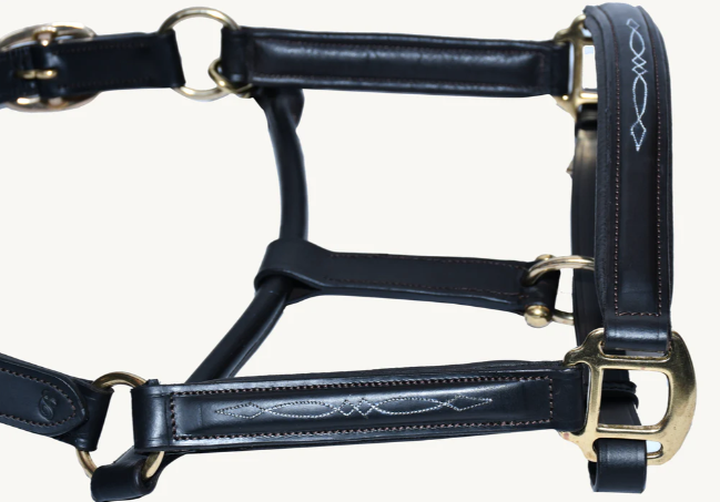 #3 Full Grain Hunter Style Leather Halter w/Top Stitched Design