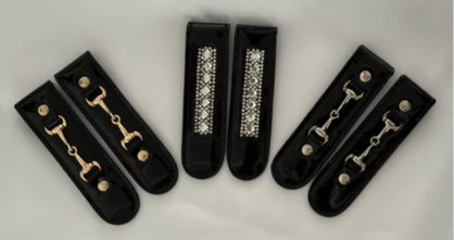 Black Patent Leather Set of Boot Clips