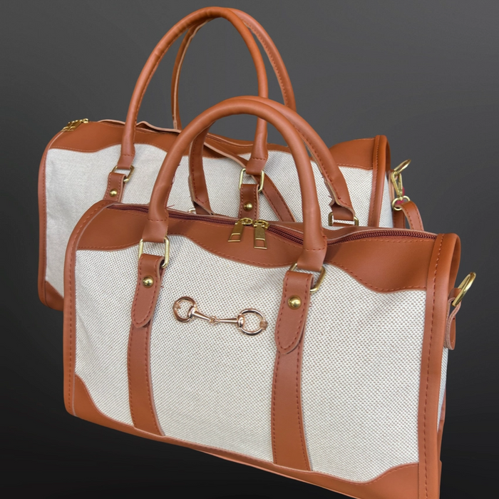 Faux Leather Snaffle Bit Equestrian Duffel Handbag