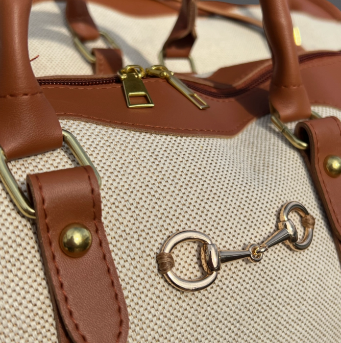 Faux Leather Snaffle Bit Equestrian Duffel Handbag