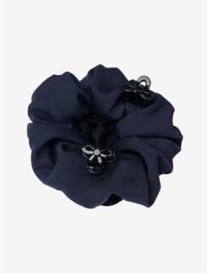 Scrunchie with Crystal Hair Net Navy/Black