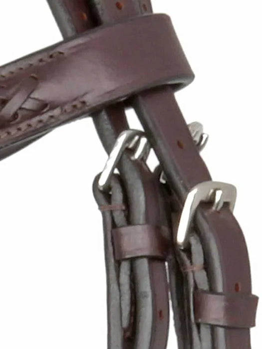 Grewal Wicker Braided Monocrown Bridle with Reins