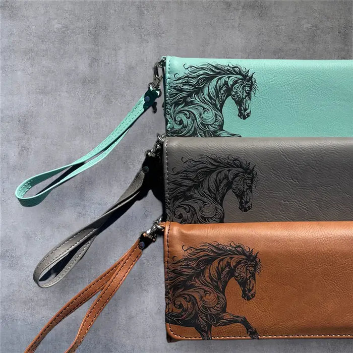 Horse Design Womens Leatherette Wallet Available in 3 Colors