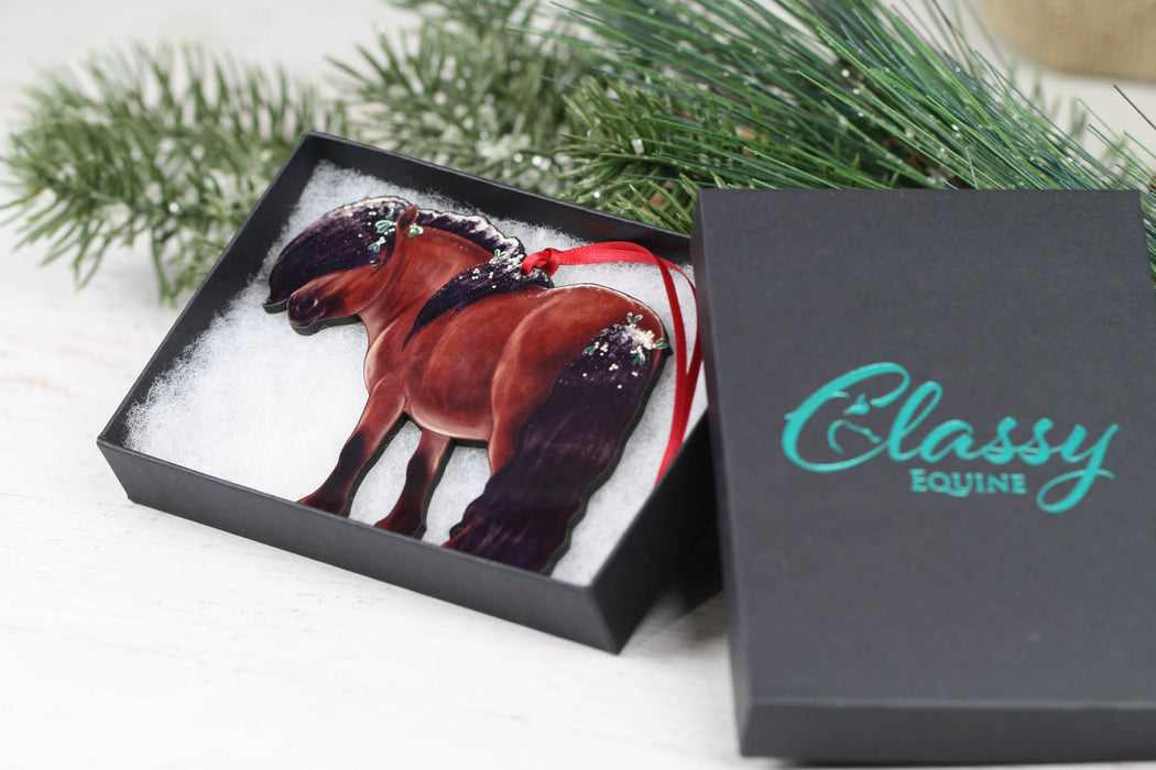 Classy Equine - Bay Shetland Pony Ornament - Pony Christmas Ornament