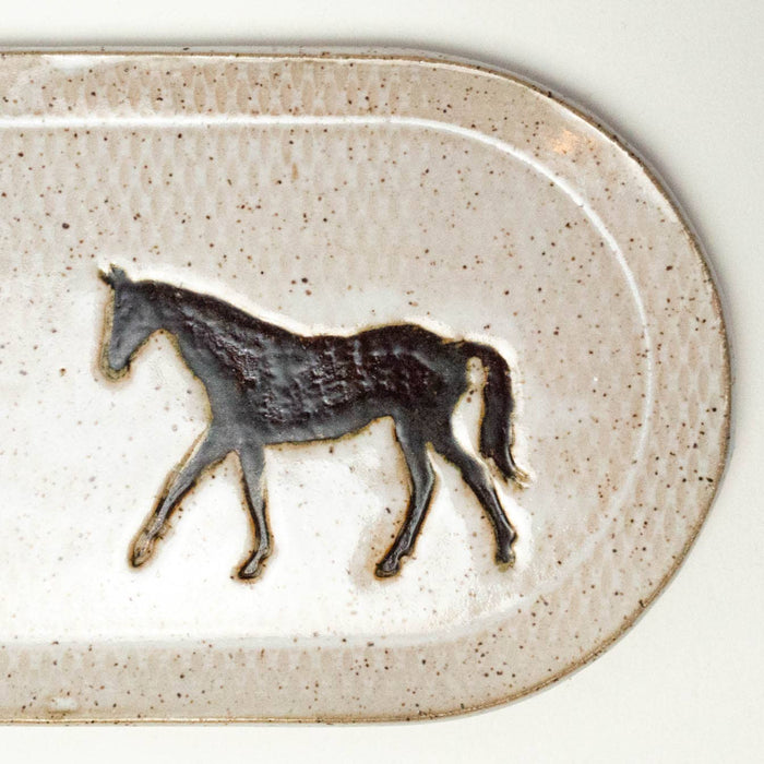 White Squirrel Clayworks - Brown Horse Design Handmade, in Ohio, Ceramic Platter