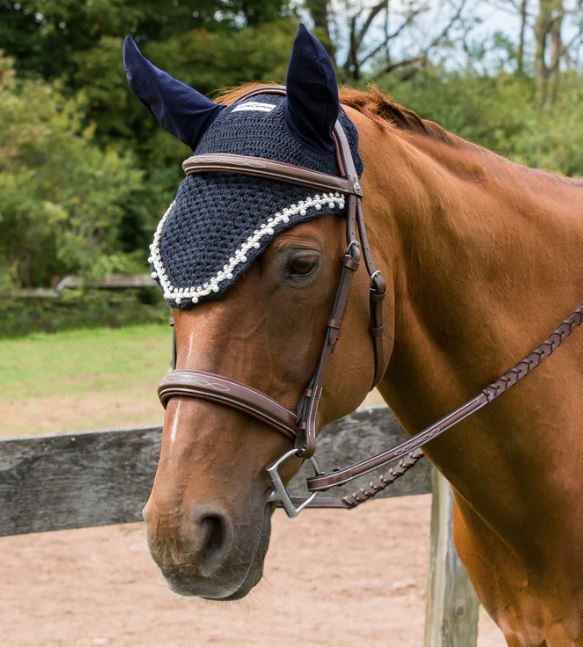 Equine Couture Fly Bonnet with Pearls and Crystals