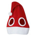Red Santa hat for horses with ear holes and white trim on a white background