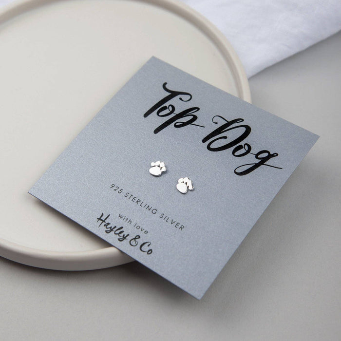 Hayley & Co - Top Dog Silver Paw Print Earrings