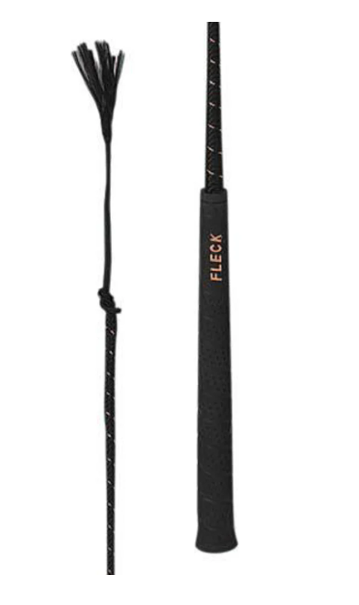 Fleck Superflex Dressage Whip- Blk/Gold