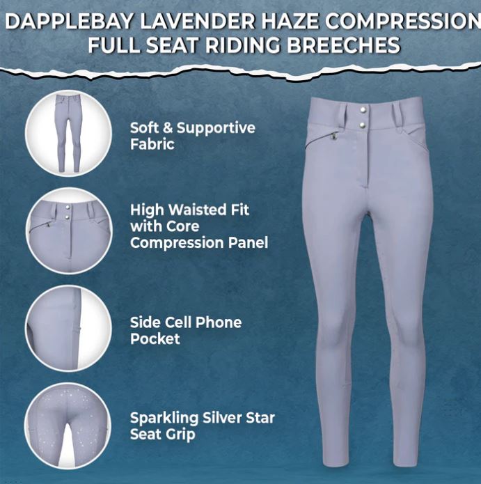Dapplebay® Lavender Haze Compression Full Seat Riding Breeches