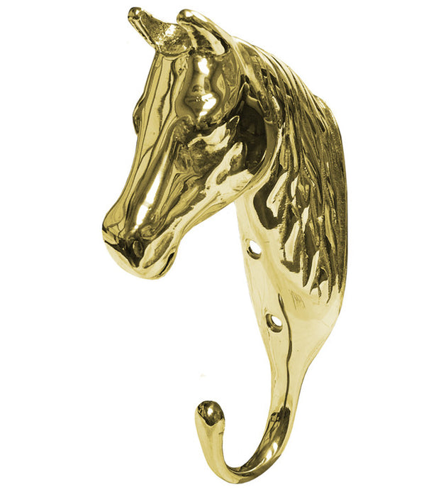 3-D Brass Horse Head Hook